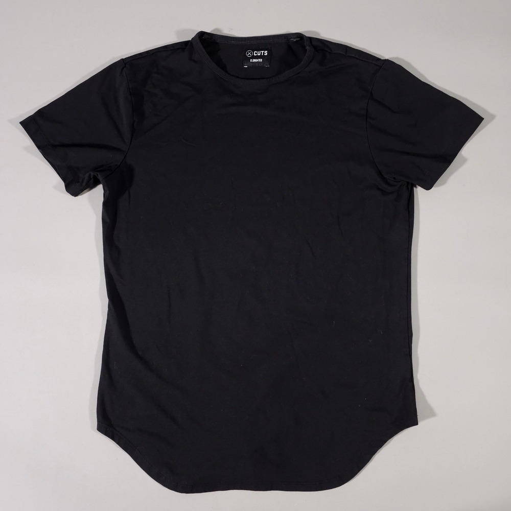Cuts Elongated T-Shirt Mens Medium Black Curved Hem PYCA Pro Short Sleeve